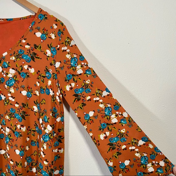 Pinkblush Rust Floral Printed V-Neck Chiffon Maternity Dress NWT Size Medium - Picture 7 of 11